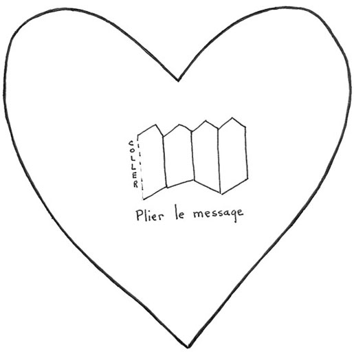 Coeurs avec message &agrave; mettre dans la corbeille